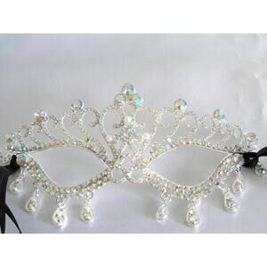 Silver AB rhinestone mask, wedding costume ball masquerade halloween prom mask